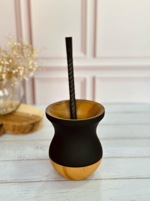 Cuia de Madeira Bicolor Preta