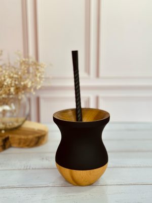 Cuia de Madeira Bicolor Preta