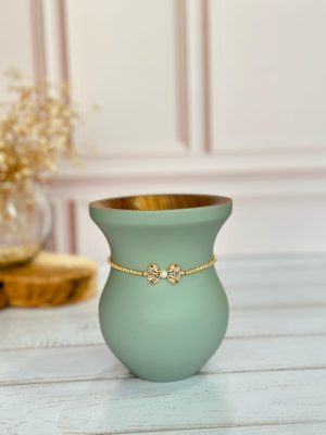 cuia de madeira azul bebê