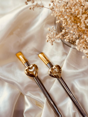 Bomba de Coração - Banhada a Ouro 18k