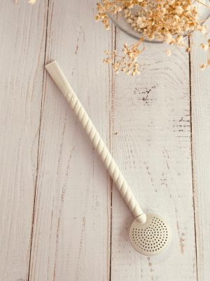 bomba trançada - branca perolada