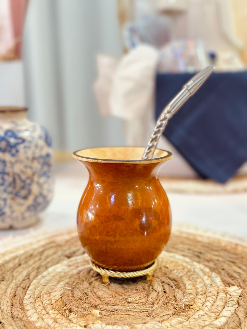 Cuia de Porongo - Pé Argola Dourado - Imagem 2