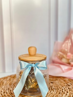 Vidro grande - com tampa de madeira