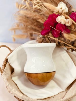 Cuia de Madeira - Bicolor Branca