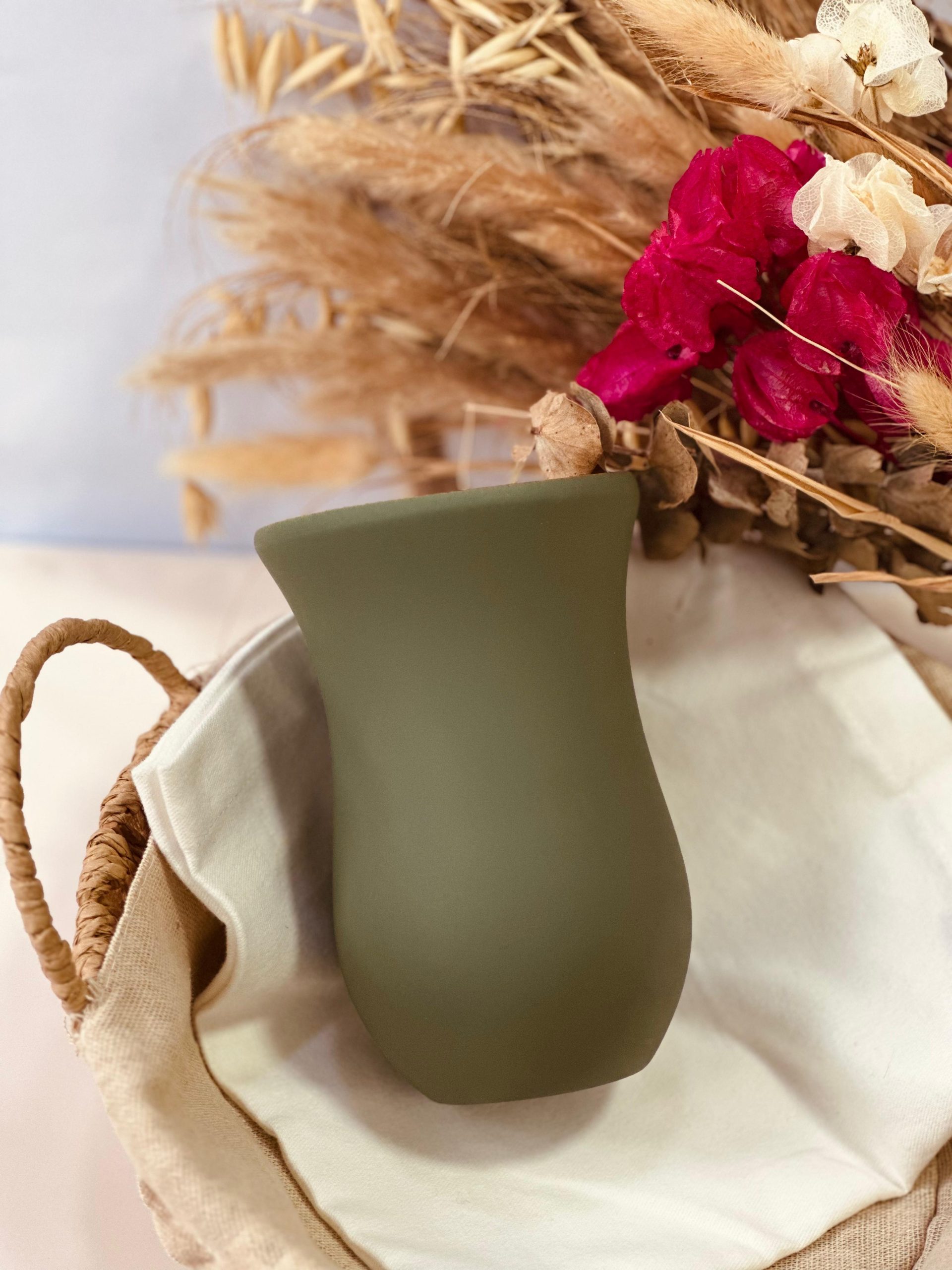 Cuia de Madeira - Alongada Verde Militar Fosco