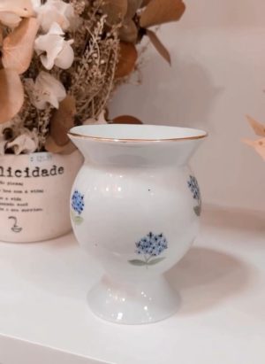 Cuia de Porcelana - Pintada a Mão Hortênsias