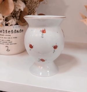 Cuia de Porcelana - Pintada a Mão Rosas Vermelhas